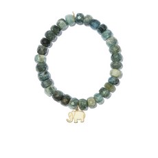 시드니에반 14K 옐로 골드 아쿠아마린 론델 엘리펀트 참 비즈 브레이슬릿