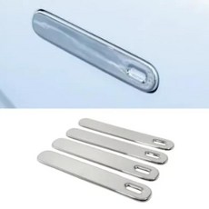 보호 스티커 섬유 블랙 실버 자동차 사이드 도어 핸들 트림 커버, 1개, 2. Silver