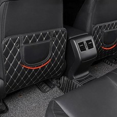 차량용 가죽 킥매트 발차기방지 백커버 보호커버 소형, F85소형(블랙+레드) 1P, 1개