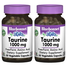 Bluebonnet 牛磺酸 1000mg植物膠囊 無麩質 無糖, 50顆, 2罐