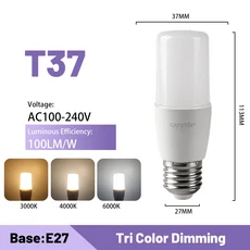 LED 삼색 디밍 전구 GU10 MR16 스포트 라이트 E27 AC120V 3W CCT 메모리 기능 색온도 재설정 인테리어 조명, 02 T37 E27, 05 5pcs, 02 5W