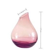 細口花瓶 歐式小花瓶 玻璃餐桌花插 檯面花器, 高17cm醬紫斜口 限拍兩件