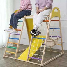 조합놀이대 실내 정글짐 놀이터 원목 클라이밍 대형 작은 슬라이드 미끄럼틀 감각 형 사다리, 1개, 클라이밍+미끄럼틀+그네