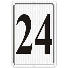 i-CowFun 프리미엄 반사 금속 번호 표지판 1 - 알루미늄 12인치 X 8인치 주차 공간 실외 대형 바닥 도크 코트 통로 필드 페이드 없음 내후성, Reflective Number Signs 24, 1개
