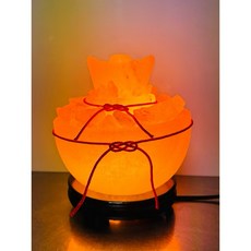 聚寶盆鹽燈 6吋 盆中盆設計 招財聚氣 鹽晶燈 鹽燈擺飾, 三段式自動斷電保險絲安全電線