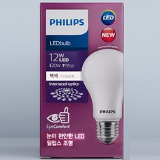 LED전구 12W 필립스 벌브 4000K PHILIPS LED 아이보리색상 해바라기패턴 효율 1등급, 주백색, 1개
