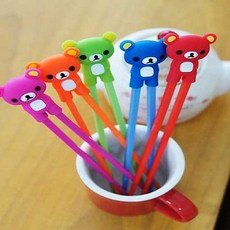 새로운 컬러로 돌아온 뉴 곰돌이 아동젓가락, 레드, 1개