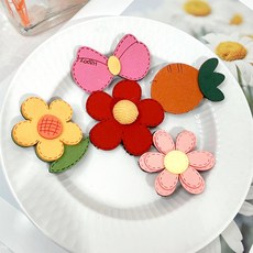 兒童髮帶瀏海貼髮貼：可愛蝴蝶結魔鬼氈洗臉髮帶，寶寶髮飾多款可選, 005#胡蘿蔔花朵5件套, 1個