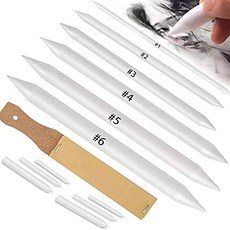 Norocme 찰필 및 소형 찰필 종이 아트 블렌더 12개 사포 심갈이 포함 학생 아티스트 차콜 스케치 드로잉 도구