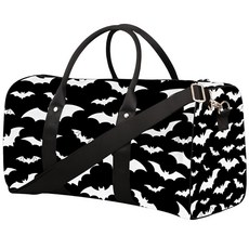 JXDXHCW 여행용 더플 백 여성용 남성용 할로윈 박쥐 패턴 스포츠 토트 체육관 요가 가방 방수 위켄더 오버나이트 동물 배트 프린트 휴대용 어깨끈 포함 운동