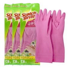 스카치브라이트 황토 숯 고무장갑, 대(L), 3개