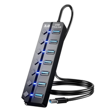 USB3.0 7in1 c타입허브 노트북 멀티 허브 다이나믹 개별 스위치, 1개, 블랙1.2M-7구