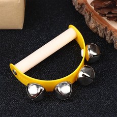 나무 반원형 핸드 링 벨 탬버린 악기 오르프 클래퍼 핸들 교육용, 1개, 3. Yellow