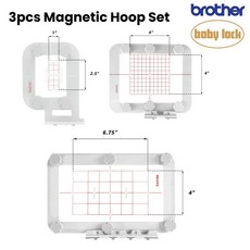 Brother NV950 NV180D M230E M280D M240ED 500D 97E 955 PE300S SE600 SE400 자수 기계 자기 고리 프레임, 3 Hoop Set