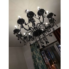 블랙 샹드리에 미니 갓 거실 엔틱 팬던트 천장 북유럽 단층 카페, 단층 12개 헤드 (LED)