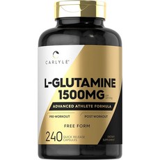 칼라일 L 글루타민 캡슐 1500mg 240개 운동선수 포뮬러 운동 전후 비 O 글루텐 프리 보충제, 240, 1개