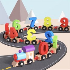 兒童磁性數字字母火車積木, 1個, （掛鉤款）11節數字小火車,見詳情