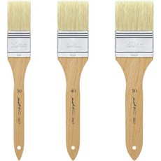 엑스디티2827 하케 아티스트 페인트 브러시 3개 세트 돼지 털 아크릴 페인팅용 평평한 미술용 벽화 및 공예 유화 수채화, 3Pc Set