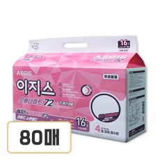 이지스 오버나이트72 야간 땅콩(8)형 소변패드 속기저귀, 특대형, 5개, 16매입