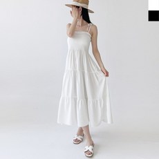 GSS DR100 비치 튜브탑 끈나시 스모크 여름 롱원피스 무지 드레스 (66까지)