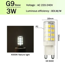 G9 LED 옥수수 전구 E14 AC 220V 2W 3W 4W 슈퍼 밝은 라이트 비 스트로브 따뜻한 흰색 라이트은 할로겐 램, 14 G9 3W 4000K hyaline, 05 2pcs