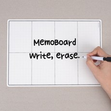 아이템스팟 탈부착 A4 메모보드 8칸형 유리 냉장고 화이트보드, 발포폼