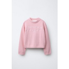 ZARA 자라 텍스트 자수 니트 스웨터 - 파스텔 로즈 LDN643 TVE804