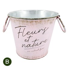 GREEN HOUSE NINDEL 復古做舊鐵質雙耳花盆 花器 收納桶 兩入組, B