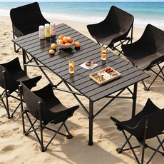 차량테이블 접이식 시트백테이블 차량용 간이 식탁 트레이, 21. 블랙 95cm 의자4