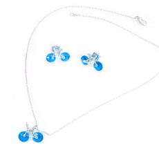아쿠아마린 사파이어 귀걸이 목걸이 세트 자전거 귀여운 여자 목걸이 귀걸이 셋트 여친딸선물
