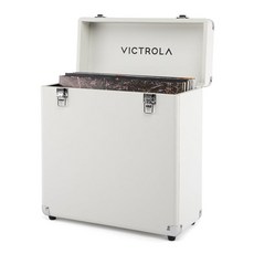 Victrola Collector II (2026 모델) – 비닐 레코드 보관 케이스 - 30개 이상의 비닐 턴테이블 레코드 보관 튼튼한 하드웨어 부드러운 내부 안감 운반, White, Case