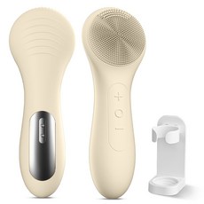 진동 클렌저 실리콘 세안 브러쉬 진동 온열 세안기, 크림 베이지