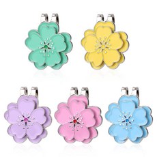 라수로아 5pcs 마그네틱 골프공 마커 모자 클립 플라워 쉐이프 스트롱 볼 클립 여성 남성 골퍼용 골프 장식 액세서리 가방 캡(5가지 색상), 1개