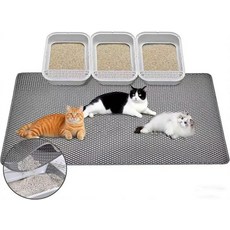 FURLINGDA 대형 고양이 깔때기 매트 46x28 인치 초대형 이중층 벌집 미끄럼 방지 소변 긁힘 내구성 러그, Grey 46"x 28"