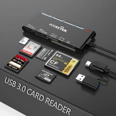 UTHAI TF7 노트북 액세서리 USB 3.0 다기능 카드 리더기 CF/XD/MS/SD/TF 7-in-1, 01 Black USB3.0 Type-C