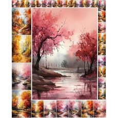 디커플리지 공예 및 스크랩북을 위한 페이퍼 팩(35매 6 x8 ) 겨울 FLONZ 빈티지 일러스트레이션 픽처 카드의 멋진 고요한 풍경과 캐빈 숲의 풍경