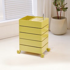 에이치앤아이 네모트롤리 360도 회전 모던 사각 5단 NM-5D, 버터옐로우