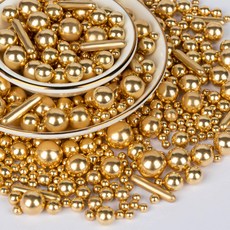 케이크 장식용 트위스위트 크리스마스 스프링클 골드 및 레드 펄 베이킹용 식용 트리 설탕 캔디 막대 믹스 토퍼 스크림 컵케이크 쿠키 토핑 디저트 장식 파티 용품130g4.58온스, Gold Pearl Rod