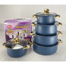 스텐 냄비 5종 세트 냄비세트 코팅팬 냉비세트 인덕션신혼냄비, 블루, 5세트, 18cm+20cm+22cm+24cm+26cm