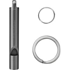 Tibitdeer 티타늄 비상 호루라기 120db 안전 키체인 링 포함, 1개, 그레이 (싱글 튜브/ 열쇠고리 포함)