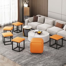 큐브 의자 퍼즐의자 공간활용 아이디어 스툴 간이 4개, C. 방수천(45x45) 파란색