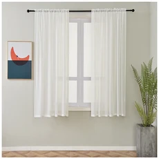 흰색 투명 짧은 작은 창 커튼 Tulle Chiffon 거실 용 얇은 커튼 침실 라운지 데이 그늘 커버