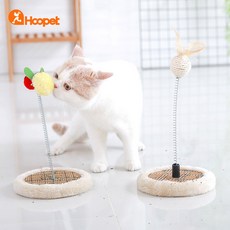 hoopet 簡式圓盤清涼逗貓臺 寵物貓幼貓成貓 夏季小型貓玩具, 麻球,半圓貓爬架（底部顏色隨機發貨）, 1個