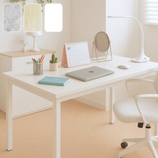 비셀리움 컴퓨터책상 화이트 심플 모던 일자형 책상 600 800 1000 1200 1400, 마블화이트