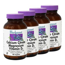 Bluebonnet 檸檬酸鈣&鎂&維他命D3複合錠, 90顆, 4罐