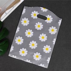 위캔바이 손잡이 펀칭 쇼핑백 PE 반투명 봉투, 50개, 데이지