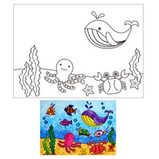혜명몰 (스탬프도안)바다풍경도안(5개묶음)(반품불가) 문구용품 만들기키트 만들기교구 색칠놀이 미술교육
