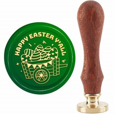 1개 프리미엄 실링왁스 인장 세트 왁스씰 도장 스탬프 헤드 +손잡이-부활절 테마 패턴 8.9x3cm, 혼합색