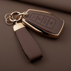 HAKO 소프트 가죽TPU 차키케이스+키홀더 (르노호환), 브라운, S-04