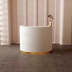 미니 인포데스크 매장 프론트 옷가게 입구, AD. 50x60x00cm화이트+골드 스커트